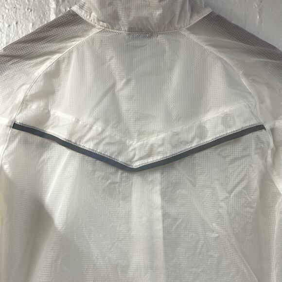 Nike Paper Thin Rain Running Jacket White Semi Sheer Full Zip Medium - Picture 9 of 9